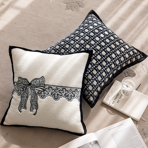 Elegant Black Sofa Cushion Cover with a Luxurious Touch—Perfect for Hotel Showrooms, Decorative Throw Pillows, Bedside Backrests, and Bedside Backing Pads