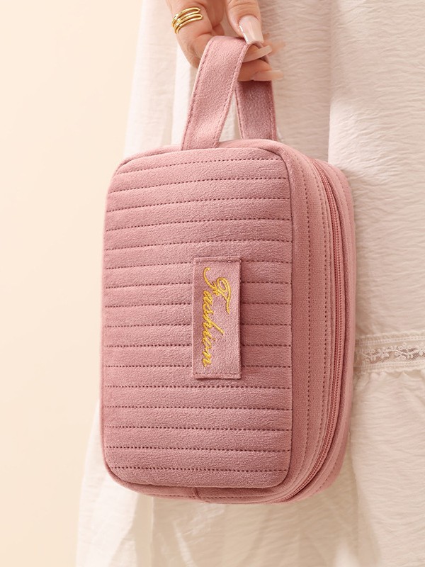 Nueva bolsa de maquillaje de damas de terciopelo holandés de gran capacidad, bolsa de cremallera, bolsa de maquillaje portátil, productos de cuidado de la piel de viaje, bolsa de lavado y maquillaje