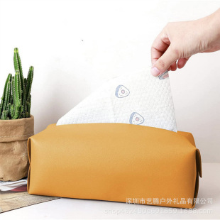 Leather tissue box Nordic style PVC leather napkin tissue box car leather tissue storage box printable LOGO