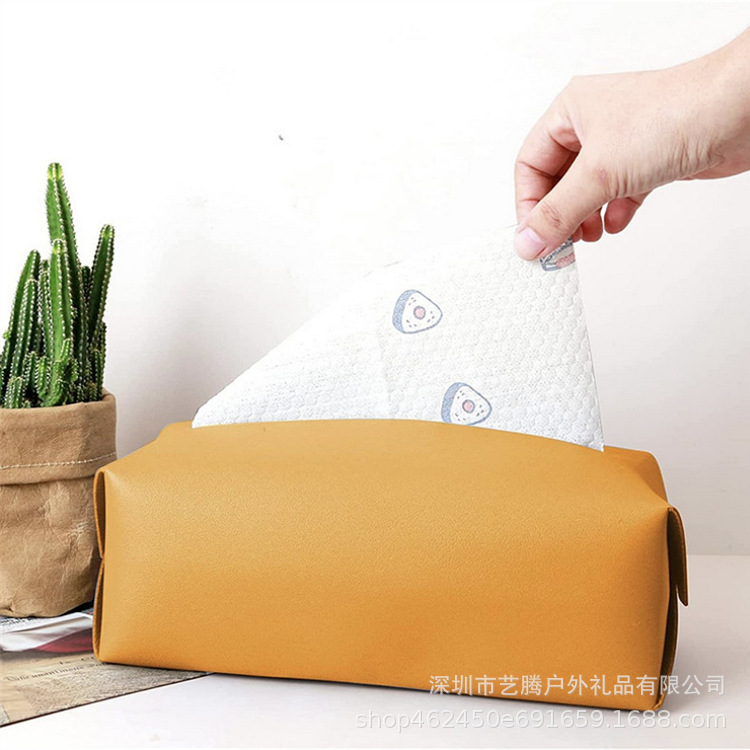 皮革纸巾盒北欧风PVC皮革餐巾抽纸盒车用皮质纸巾收纳盒可印LOGO