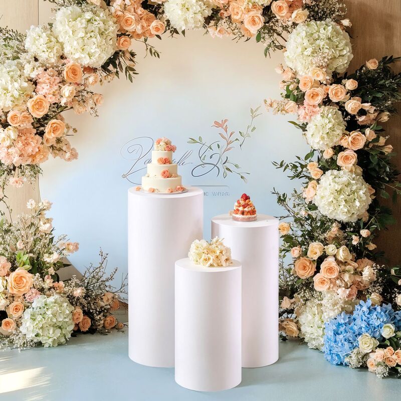 ミルクシルク弾性円筒布カバー クリスマスデコレーション 誕生日パーティー 結婚式 円柱型3個セット 小道具 装飾 室内用|undefined