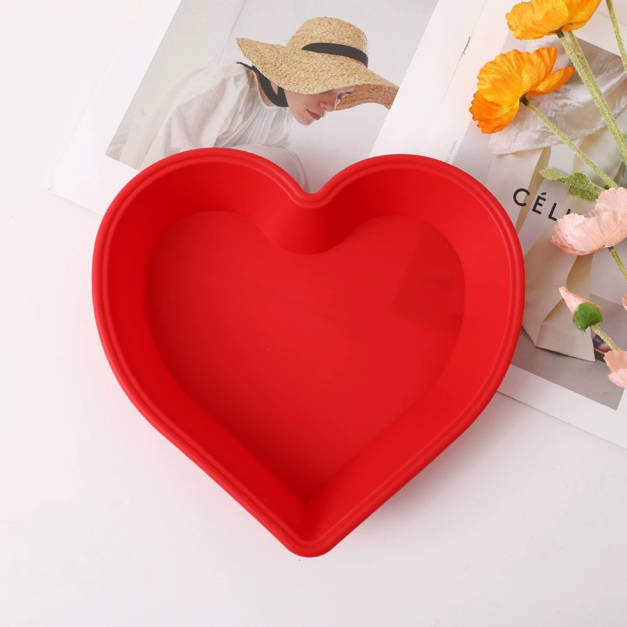 Large silicone cake model Aixin Mousse cake mold resistant high -temperature cake 8 -inch heart -shaped cake barbecue