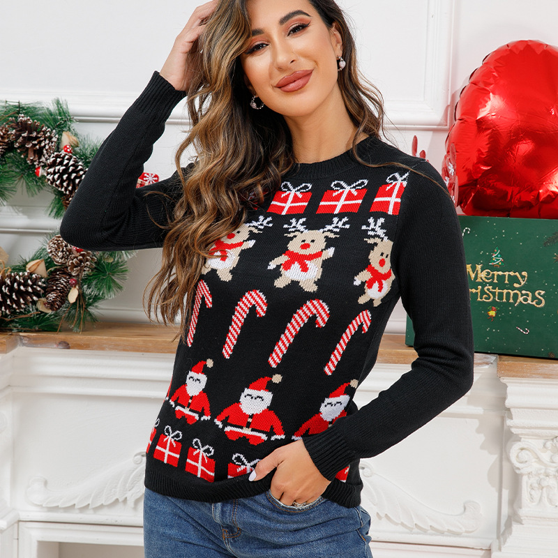2024 popular UglySweater festival de navidad ChristmasSweater cuello redondo prendas de punto femenino