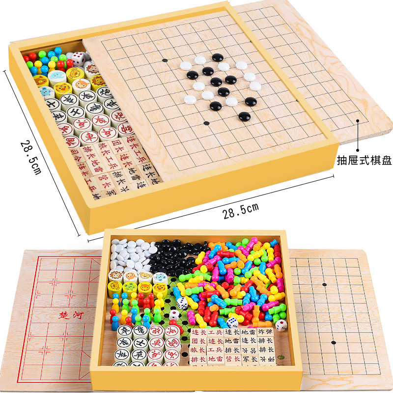 Children's Multifunctional Educational Chess Set, Flying Checkers, Backgammon, Beast Chess All in One, Student Toys Wholesale