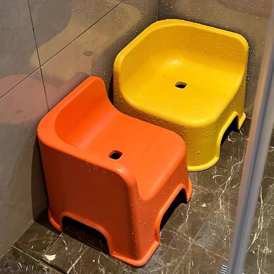 Bathroom Stool Household Backrest Baby Bath Stool Thickened Plastic Chair Corner Stacked Bathroom Low Stool