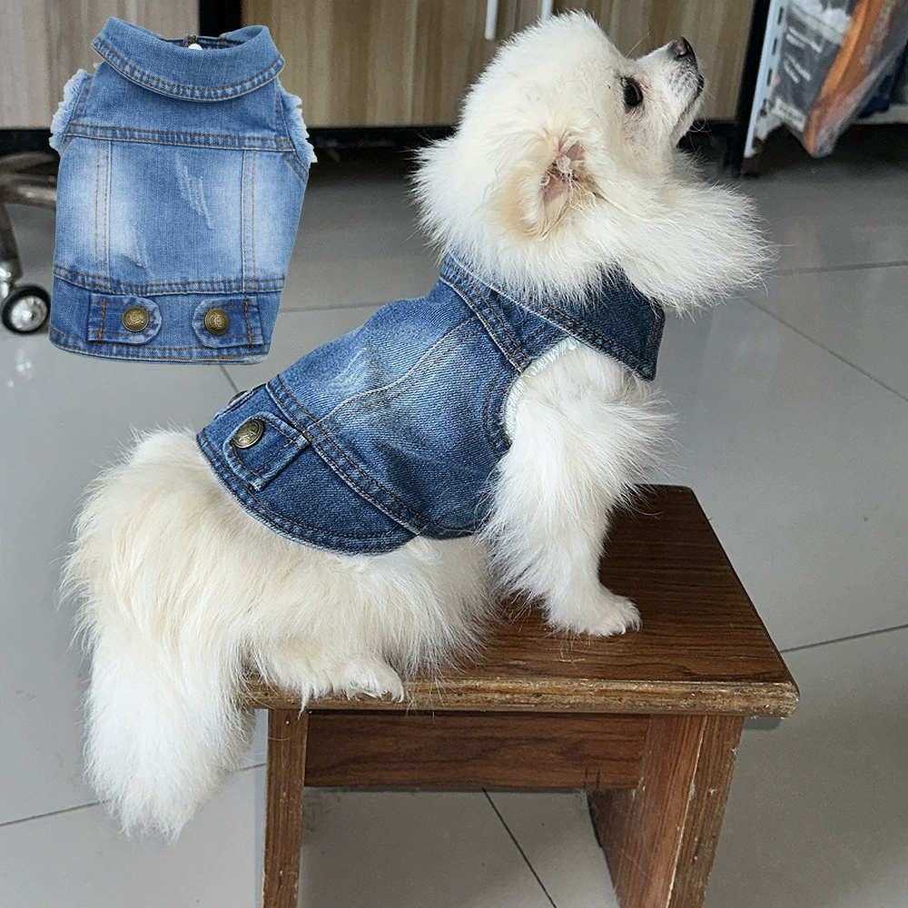 Собачья одежда Тедди VIP лучше, чем медведь ретро сцепление джинсовый жилет персонализированный жилет для домашних животных одежда весна и осень