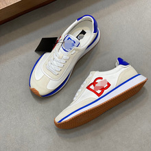 广州货新款高端牛皮拼接帆布系带厚底休闲板鞋男士帅气