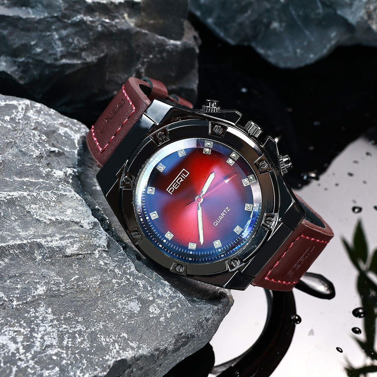 Foreign Trade Simple Casual Men's Watch Creative Personality Belt Fashion Large Dial Quartz Watch Manufacturer Supply