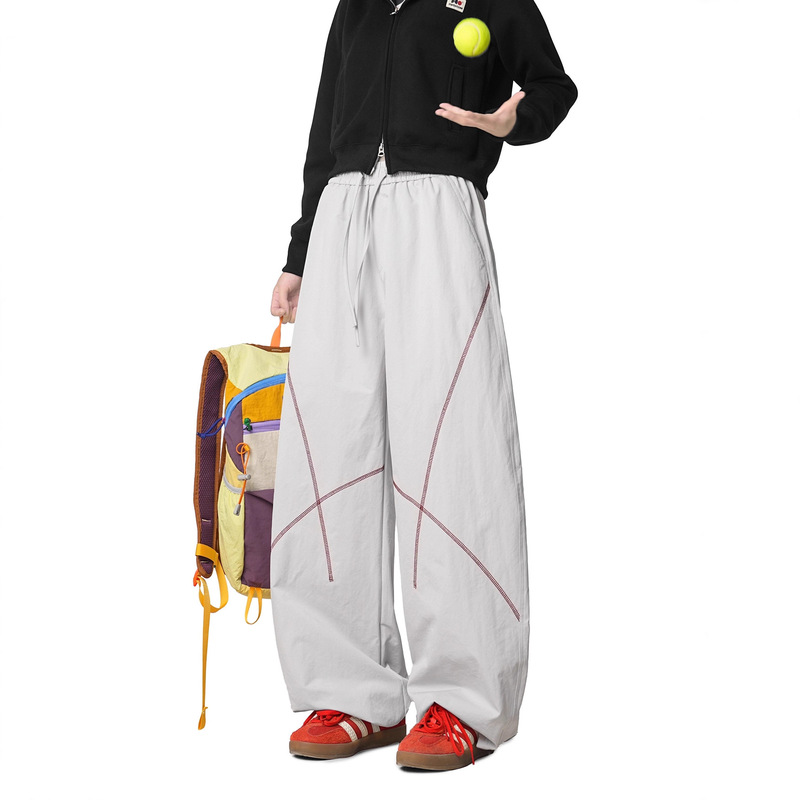 2025 Autumn Outdoor Straight-Leg Sweatpants Loose Solid Color Topstitch Drape Casual Design Couple Style Long Pants