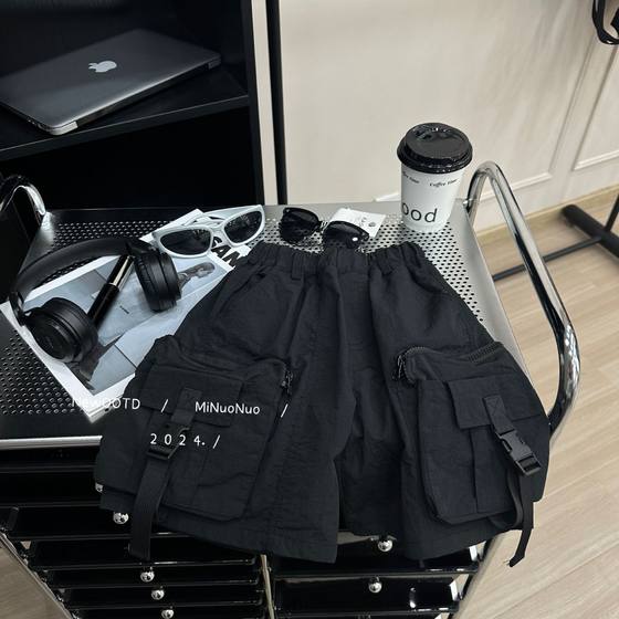 Summer Tooling Mid-Pants Boys' Trendy Brand Ins Loose Casual Straight Multi-Pocket Small and Middle-aged Children's Sports-style Pants