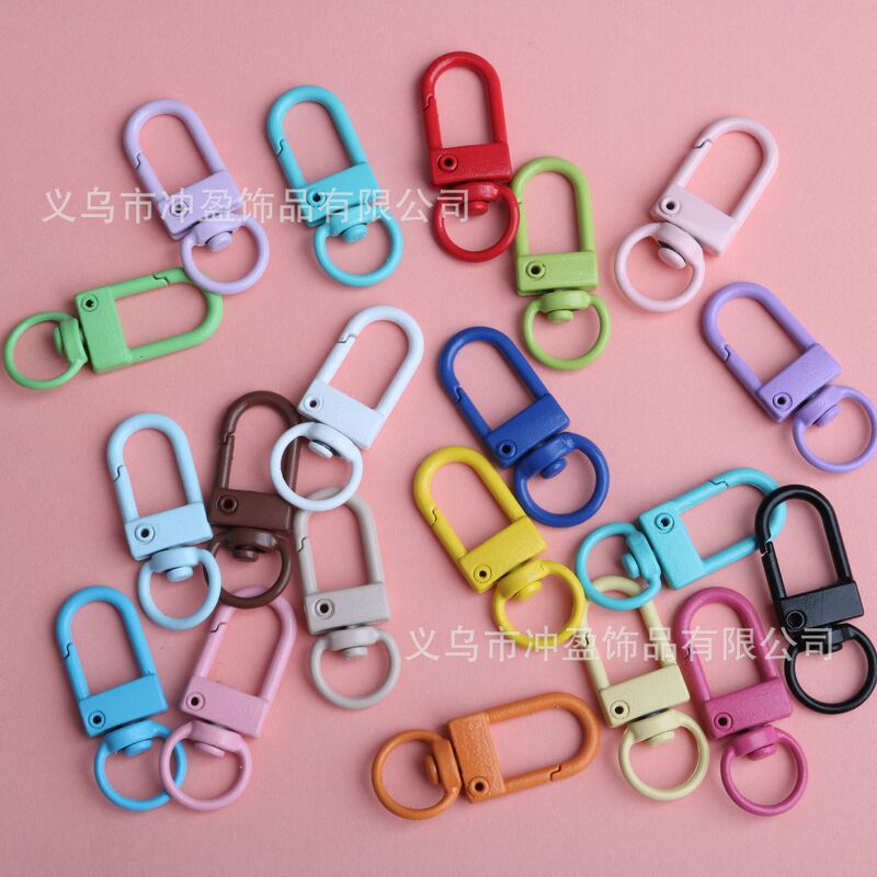 3 small door buckle zinc alloy color paint key chain mixed color candy color luggage pendant buckle diy jewelry accessories