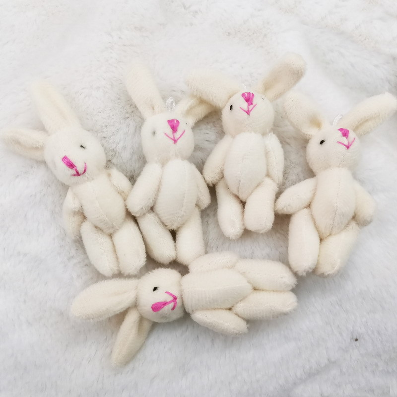 6CM 短毛绒关节兔公仔DIY创意手工饰品裙鞋衣服挂件配饰 米白色