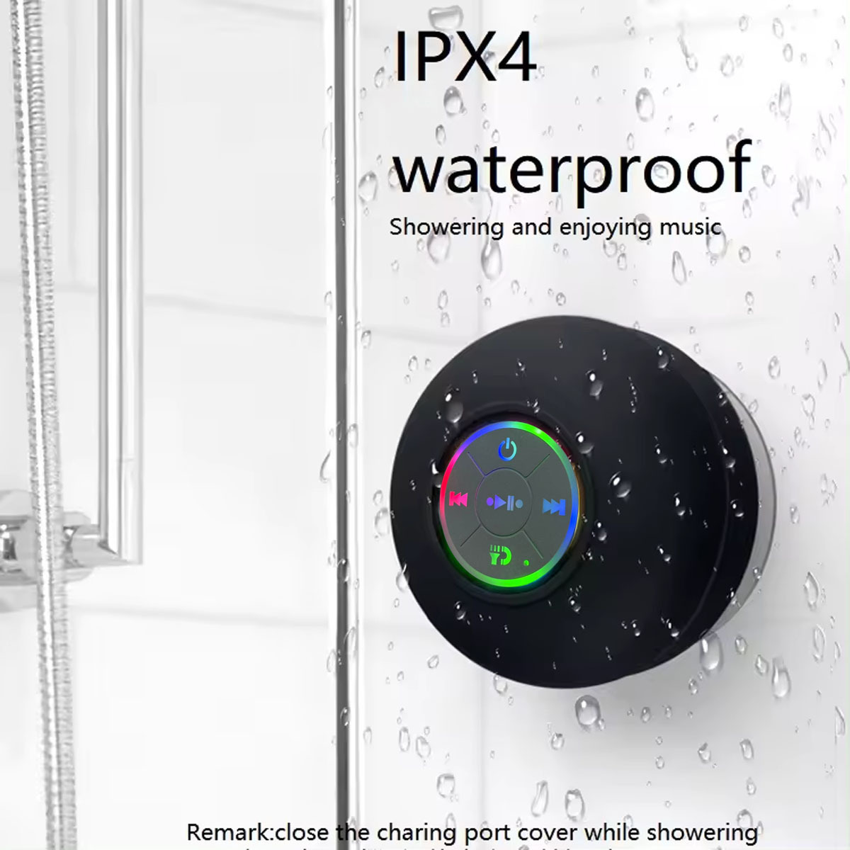 跨境热销大吸盘带灯版防水蓝牙音响LED炫彩BTS07礼品音箱可印logo