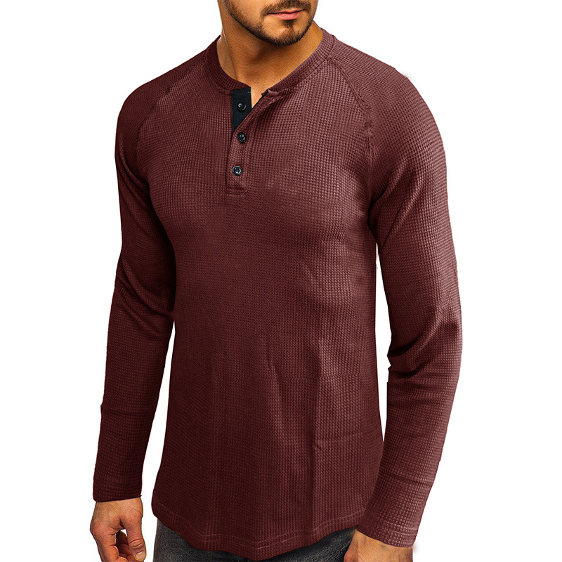 Men's T-shirt Long Sleeve Loose Fit Plain Basic Autumn Winter_voghion.com