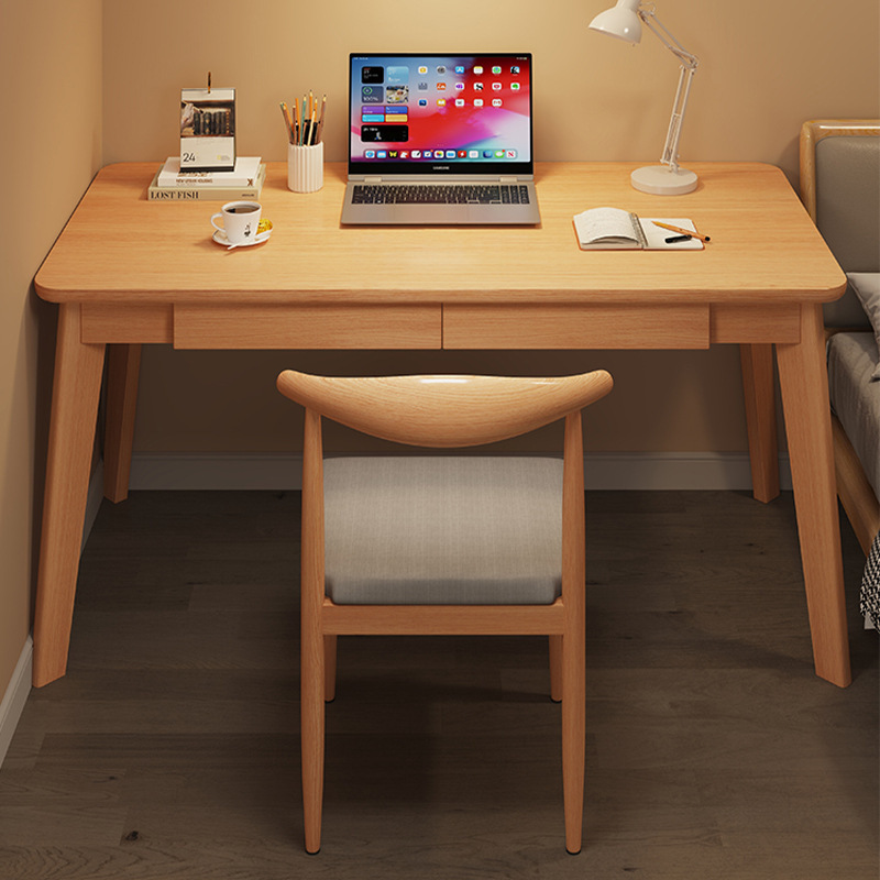 Escritorio de computadora, escritorio, escritorio de estudio para el hogar para estudiantes, escritorio de dormitorio simple, escritorio con cajón, escritorio de pierna de madera maciza
