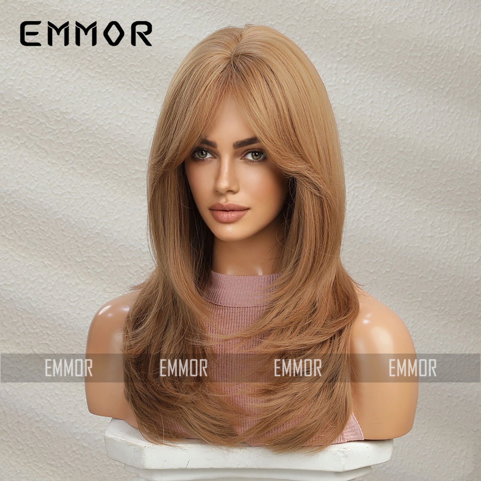 Peluca para mujer con pelo largo y liso, peluca completa dorada blanca, peluca completa en capas de nueva moda de otoño, pelo largo, pelo largo y rizado