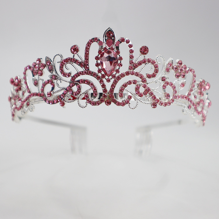 Tocados de Corona Europeos y Americanos, Accesorios para el Cabello de Novia de Aleación a la Moda, Diadema de Corona de Cristal para Fiesta, Lujosa