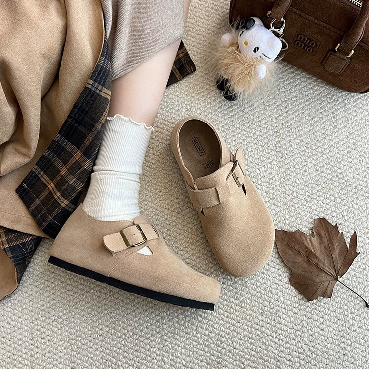 【Магазин Qiteng Source Factory】Женские водонепроницаемые кожаные туфли Birkenstock от Uncle, 2025 весна, новый стиль, закрытый носок, полуподтяжка