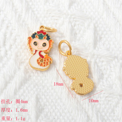 2025本命年生肖蛇配件古法沙金卡通可愛福蛇愛心蛇盤兔diy吊墜批