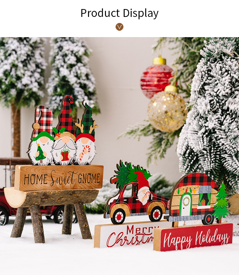 Christmas Cute Santa Claus House Car Wood Party Festival Ornaments display picture 3