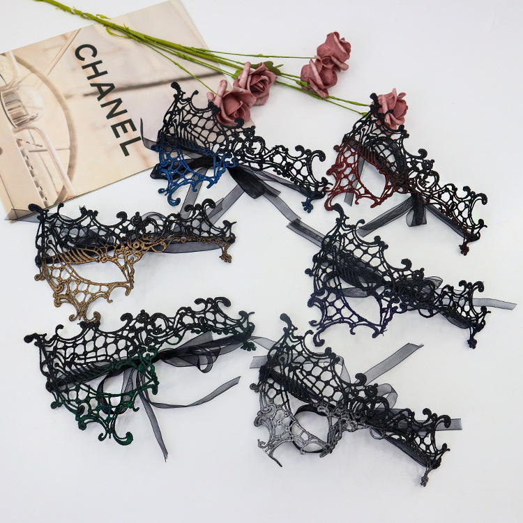 Máscara de Encaje Sexy para Carnaval, Accesorios de Halloween, Maquillaje para Actuaciones, Fiesta de Baile de Navidad, Media Máscara para Mujer