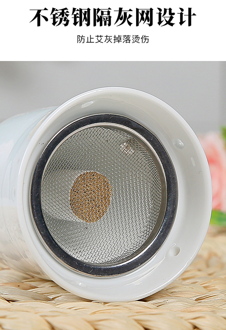 Ceramic Moxibustion Cup Wuling Jar Double Layer Heat Insulated Handheld Guasha Tool for Home Warm Therapy key features