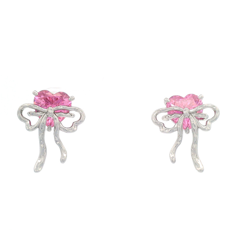 Xuping Color Bao serie de amor arco diseño pernos de orejas para mujeres de alta calidad sensación de viento frío dulce sensación fría pernos de orejas