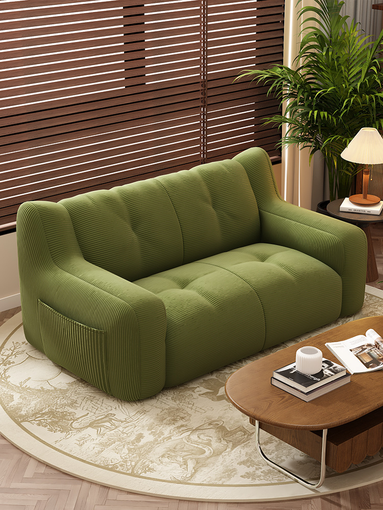 Fabric Sofa New Style Living Room Double Sofa Small Apartment Floor Tatami Bedroom Cream Style Lazy Sofa Chair