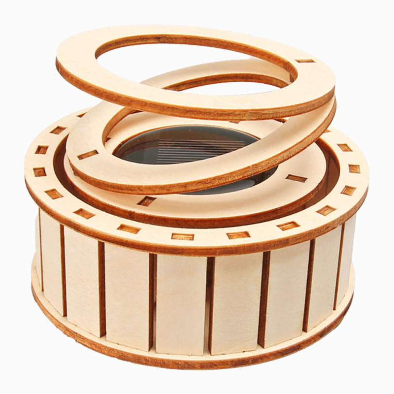 Estudiante de escuela primaria experimento de ciencia educativa ensamblado a mano invención tecnología pequeña producción DIY solar paquete de material de doble anillo