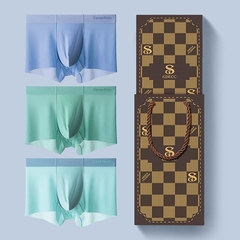 3 men's ice silk seamless boxer briefs slim fit athletic summer breathable four-pocket shorts gift set