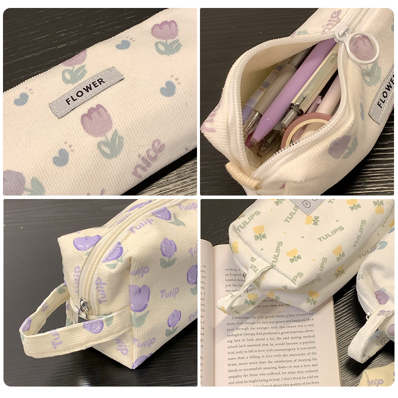 INS weathering Tulip caja de lápiz bolsa de maquillaje portátil de gran capacidad para mujeres Nueva bolsa de almacenamiento de viaje bolsa de lavado exquisito image 5
