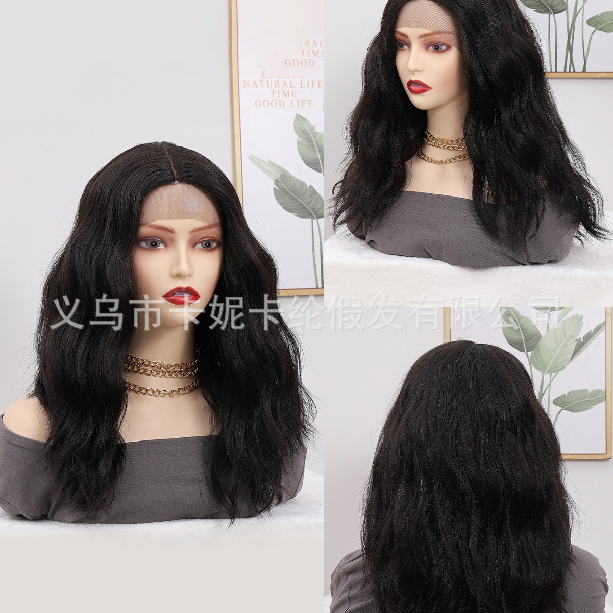 NEWLOOK nuevo cruzado europeo y americano corto mar de cabello de cabello humano de encaje real.