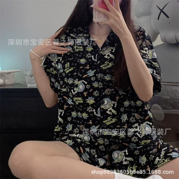 Пижамный комплект Brand Fresh: шорты и тонкий кардиган, короткий рукав, японско‑корейский стиль