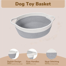 亚马逊带把手棉绳玩具收纳篮家居浴室手工编织化妆品杂物储物篮子