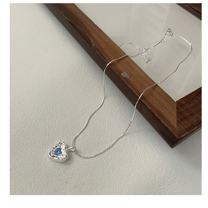 Heart Shape Pattern Women's Gender 925 Sterling Silver Zircon Inlay Heart Shape Pendant Necklace