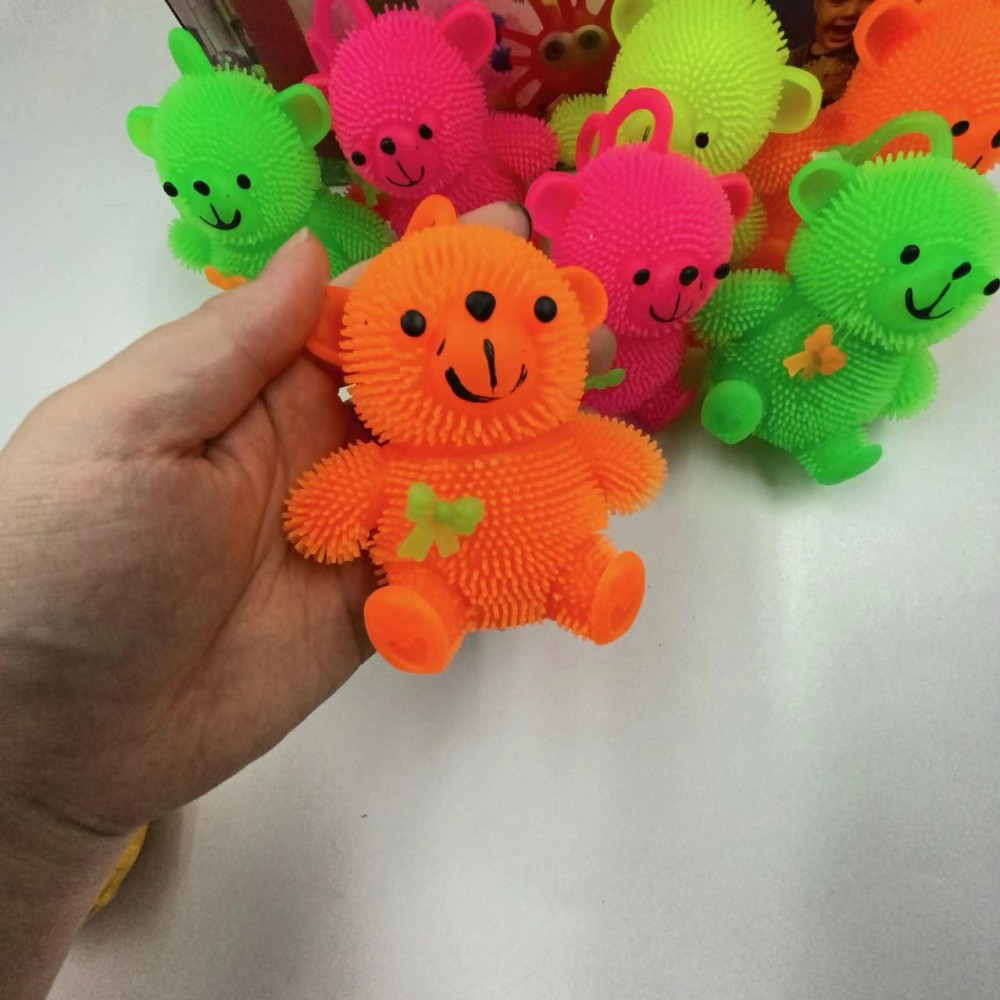 Animal de dibujos animados pellizco música elástico luminoso lindo oso de peluche flash bola de ventilación de descompresión puesto de regalo lote
