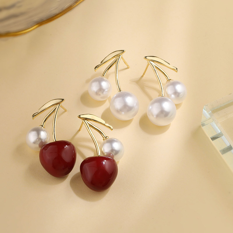 9g Weight 1 Pair Sweet Cherry Copper Ear Studs