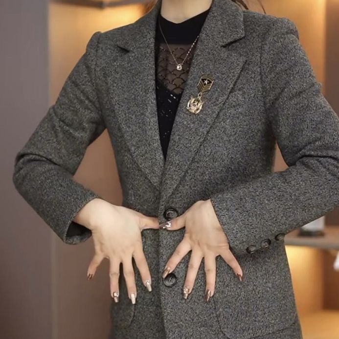 木雅精纺西装外套2025秋冬新款女装极简风气质优雅妈妈装外套|undefined