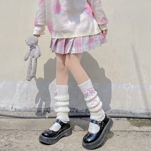 Japanese cute cross strap jk socks set autumn and winter warm leg sets long socks lolita pile socks women winter