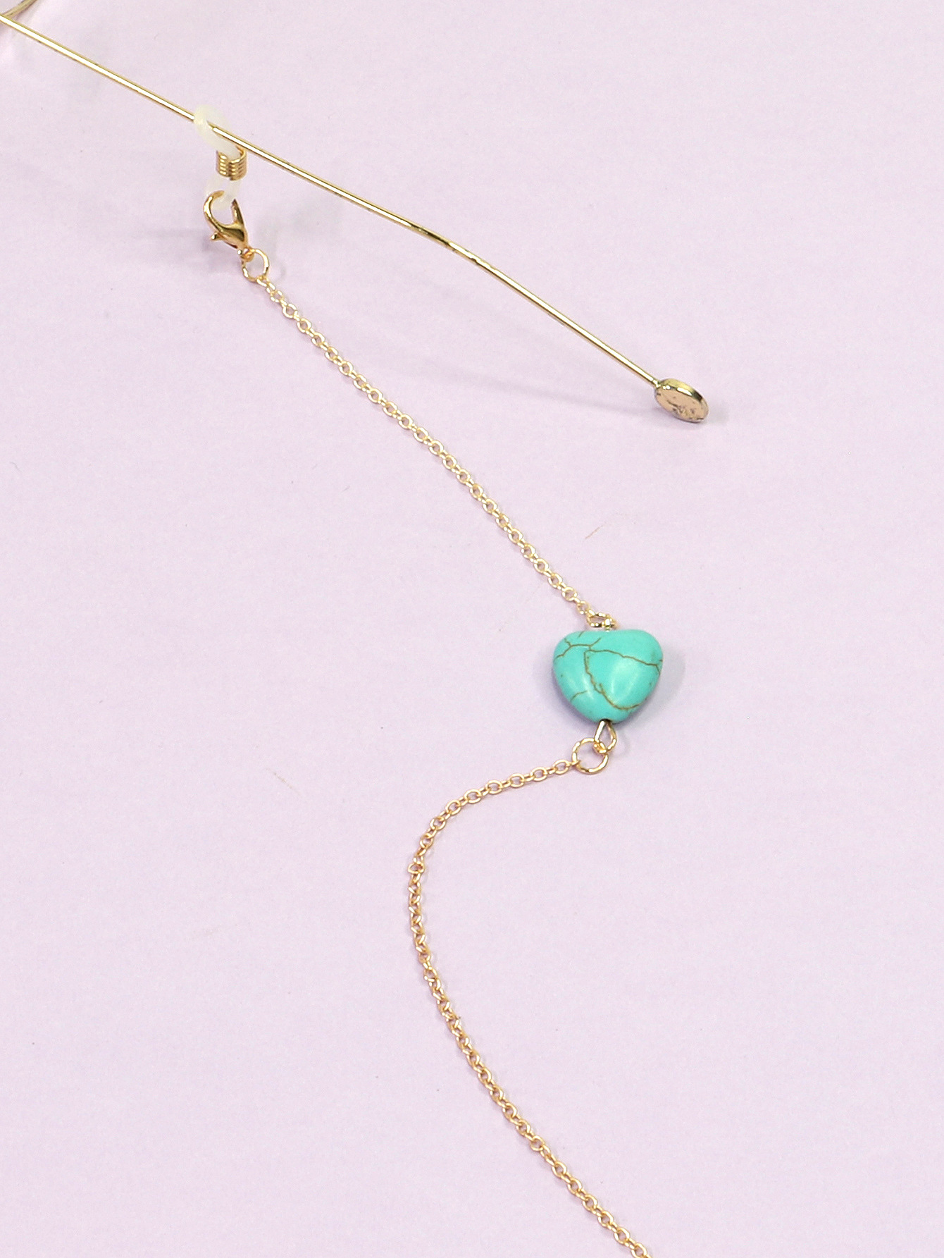 20g Weight Metal Material Black Color Wholesale Heart Turquoise Glasses Chain Two-piece Set Nihaojewelry 5