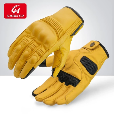 Retro Autumn and Winter: Motorcycle Safety Supplies - 303-yellow-windproof-model-imported-sheepskin-soft-and-comfortable-s