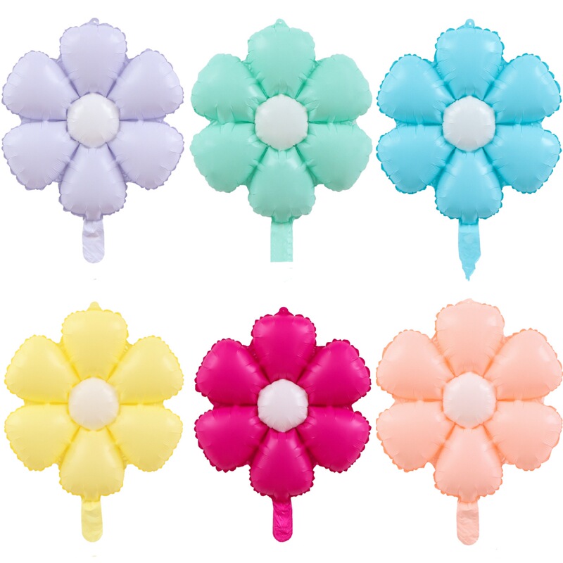 New Ins-Style Macaron Color Candy Color Small and Medium Daisy Sunflower Aluminum Foil Balloons for Party Decoration