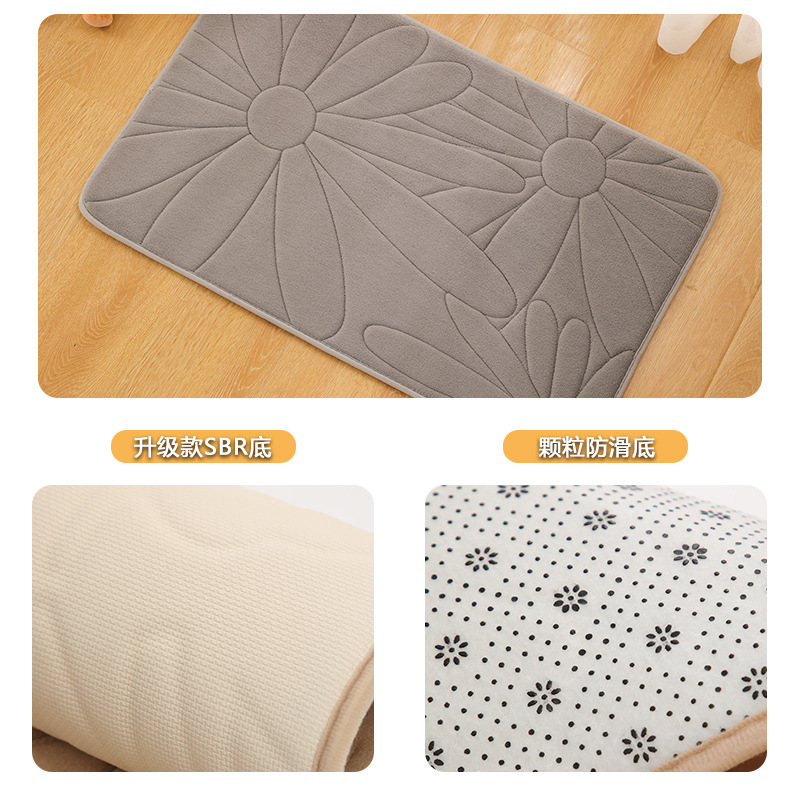 卫生间门口吸水地垫记忆棉浴室防滑脚垫厕所门垫卧室地毯家用垫子