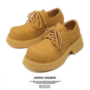 Derby Shoes Men's 2024 Spring and Summer New Mickey Shoes Low-top Rhubarb Boots Round Toe Fashion Leather Shoes 9522-E