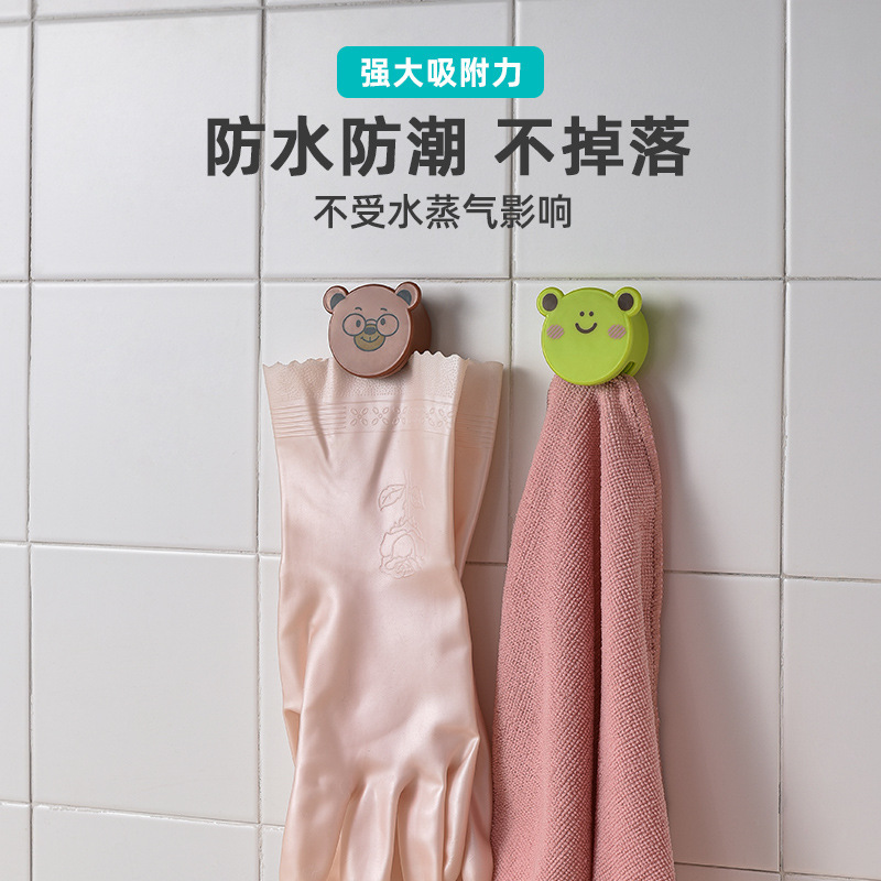 Cartoon towel clip punch-free bathroom sponge glue bearing strong adhesive bathroom kitchen wall hanging towel clip