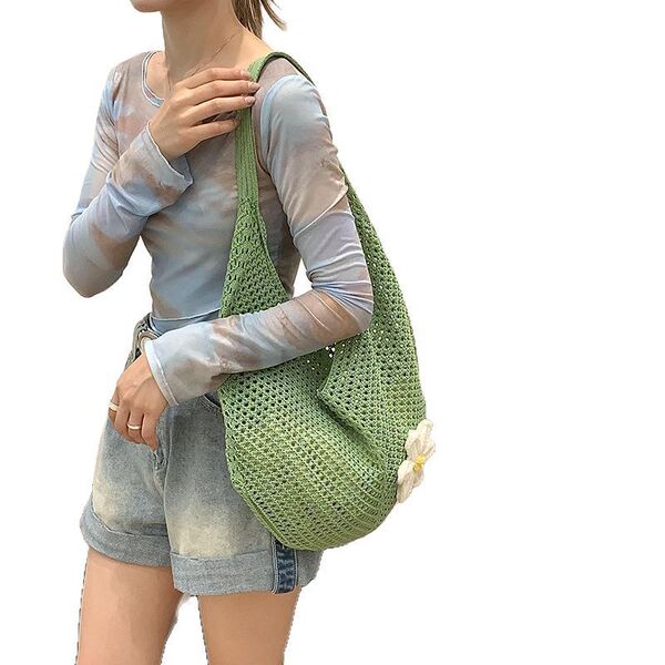 Capacious woven beach one-shoulder bag