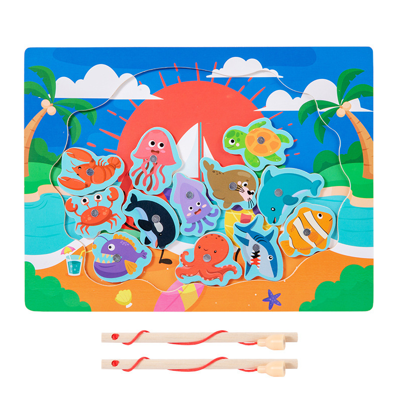 Juegos de pesca magnética divertidos juguetes multi-estilo tema marino para bebés puzzle educación temprana iluminación cognitiva