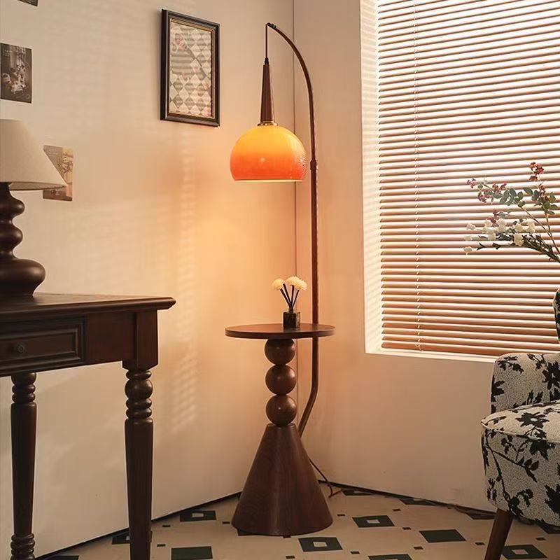 French Wabi-Sabi Style Floor Lamp, Internet Celebrity, Mid-Century Retro Bedside Shelf Integrated Lamp, Zen Atmosphere Bedroom