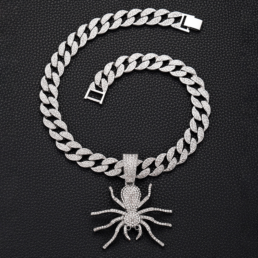 Collier pendentif araignée diamant style punk rock insecte_voghion.com