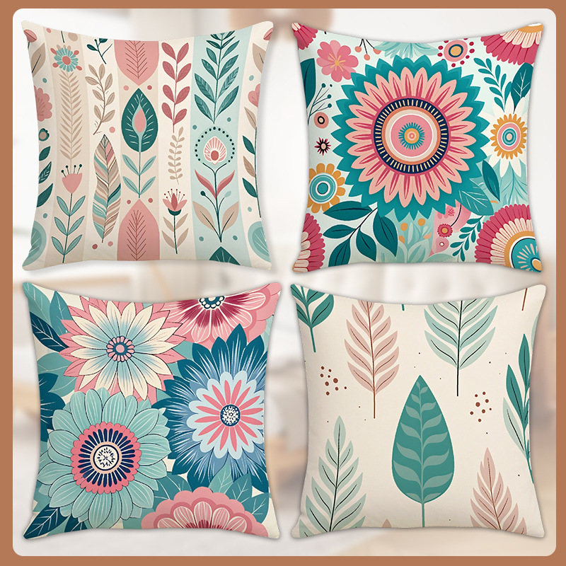 Plant Series Pillow Case Digitally Printed Cute Little Fresh Home Decoration Bedroom Living Room Sofa Cushion Cushion